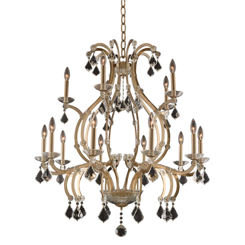 Lustre 15 niveaux Duchess Champagne brossé doré / transparent Allegri