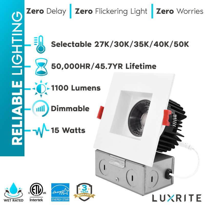 4 Tunable CCT New Construction LED Canless Recessed Lighting Kit