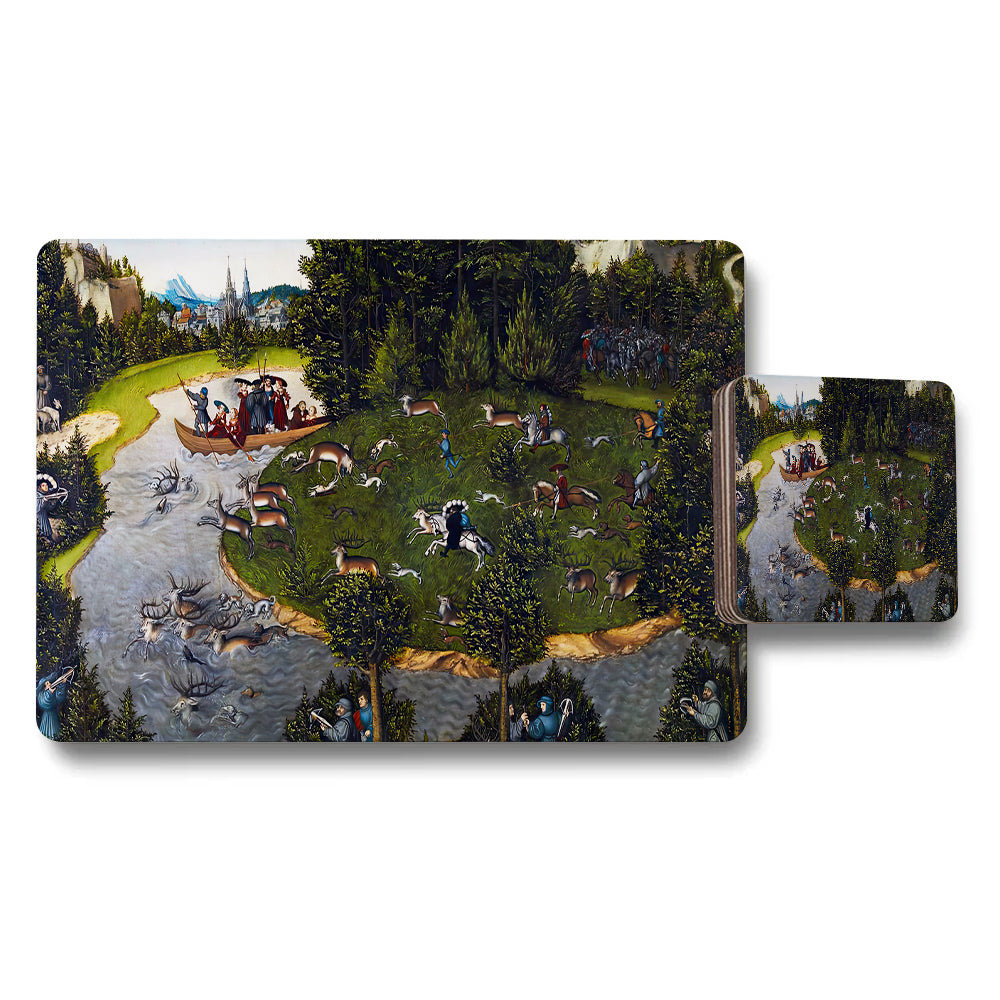 Hunting Scene Placemats and Coaster Set for Dining Table Decor