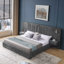 Très grande base de lit tapissier très grand avec motif plissé, table de chevet intégrée et lampe réglable-1090381368-1090381369