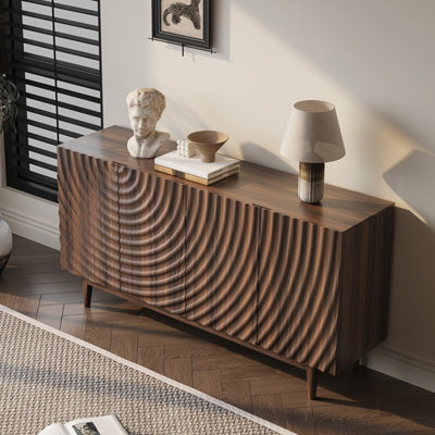Curved Carved Groove Buffet Table