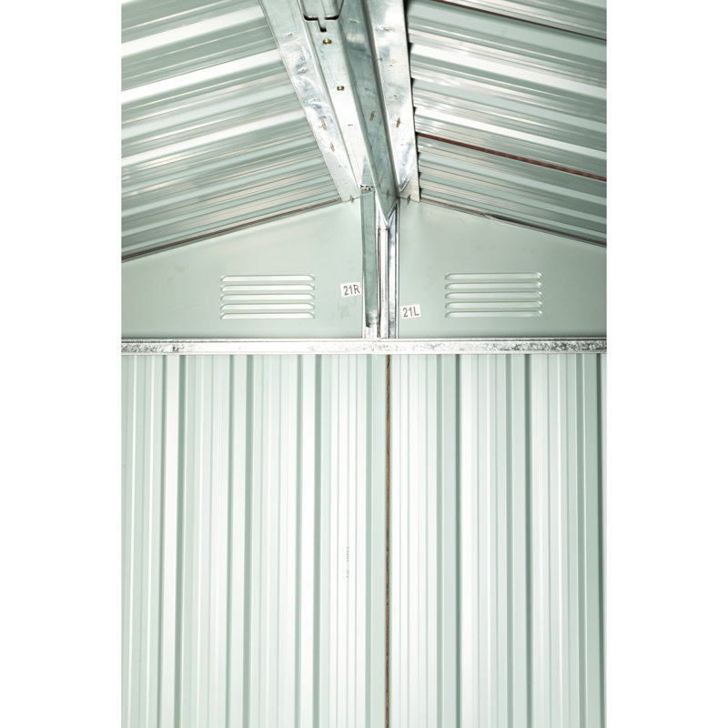 6Ft X Metal Shed With Base, Galvanized Iron Panels, , - Coffee Steel Frame, Foundation, Sliding Doors,