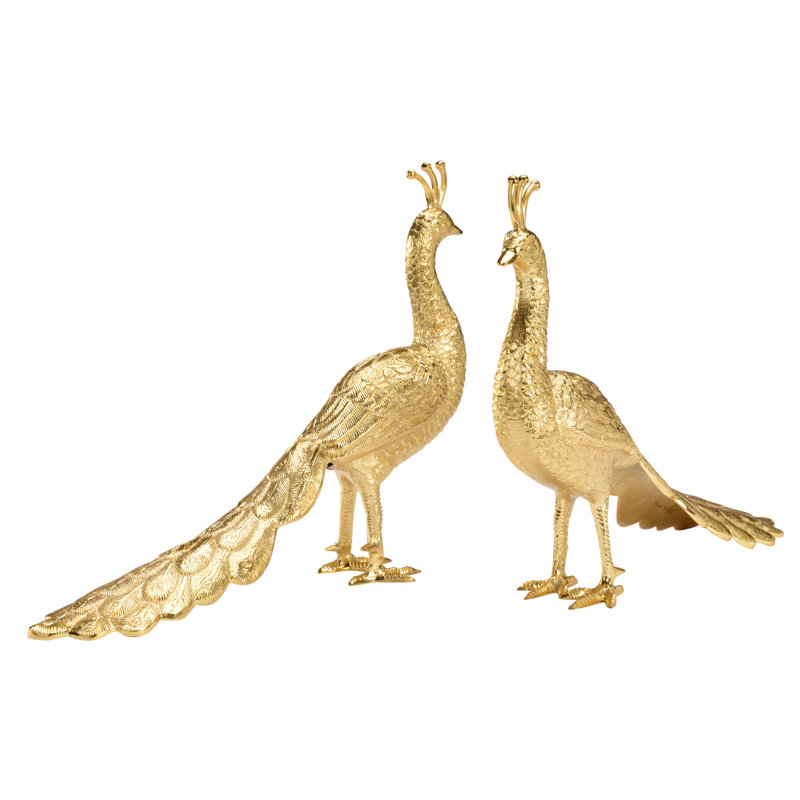 2 Piece Peacock Figurine Set