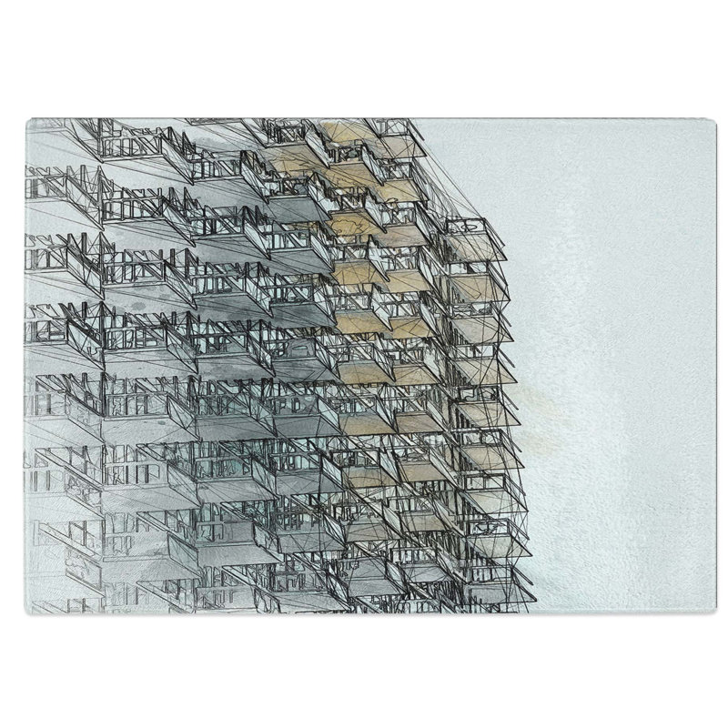 Tempered Glass Sketching the Architecture Vol.16 Chopping Board, 39 cm W x 28.5 cm L