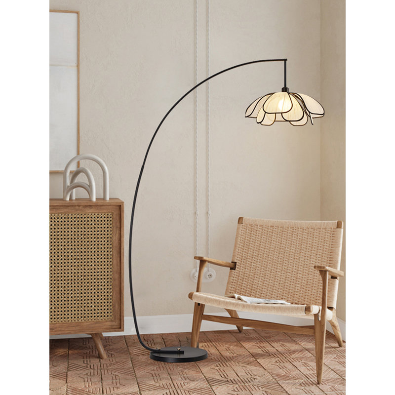 Modern Minimalist Wrought Iron Fabric Floor Lamp