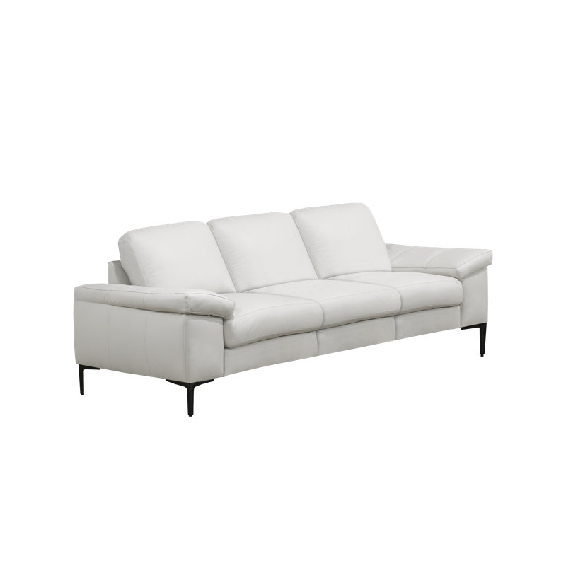 Canapé Dariona, Cuir véritable gris argenté
