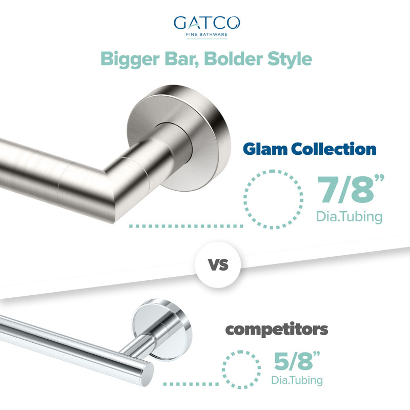 Glam 24" Wall Mounted Towel Bar, Satin Nickel