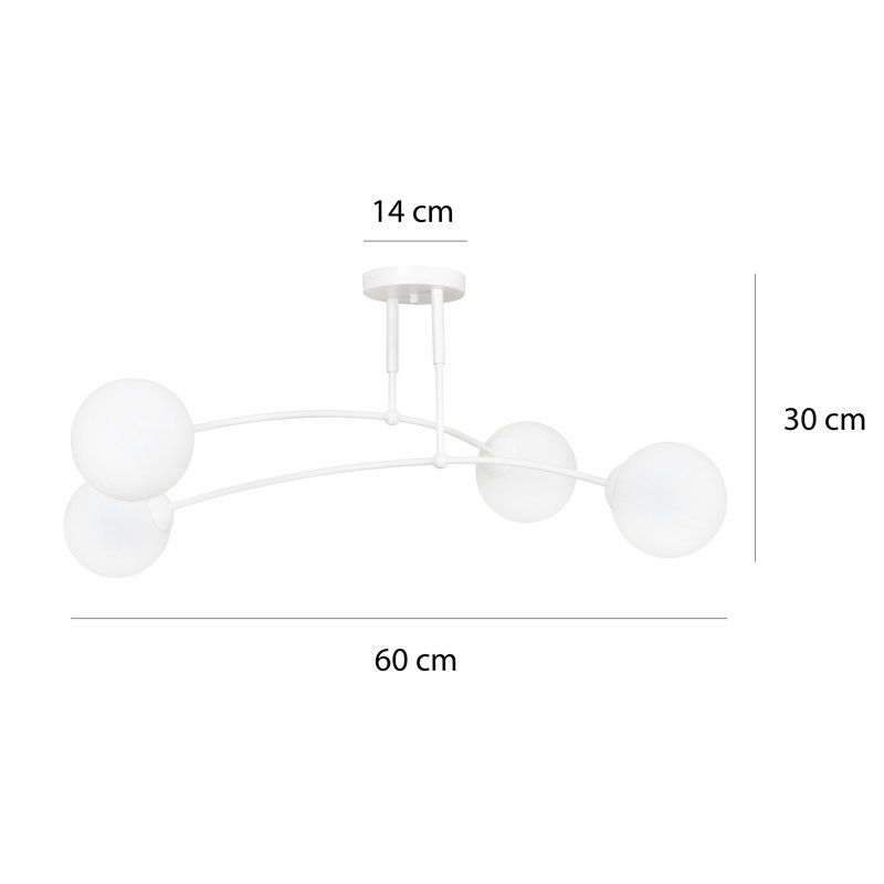 Pamplona Glass Semi Flush Mount, White