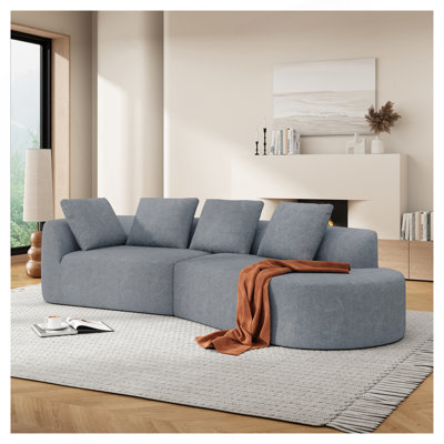 Canapé modulaire incurvé de 116 po avec éponge et méridienne haute densité entièrement compressés de 116 po, revêtement perlé, ensemble de 2 pièces, faisant face à la droite et assemblé, parfait pour le salon ou le salon