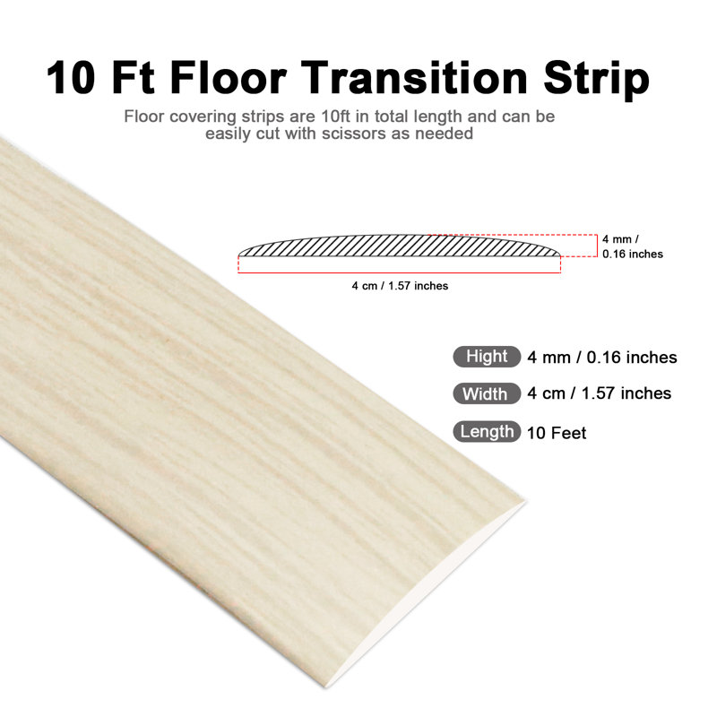 1.57 in. W x 10 ft. L Premium Self Adhesive Vinyl Transition Strip for Joining Floor Gaps, Floor Tiles