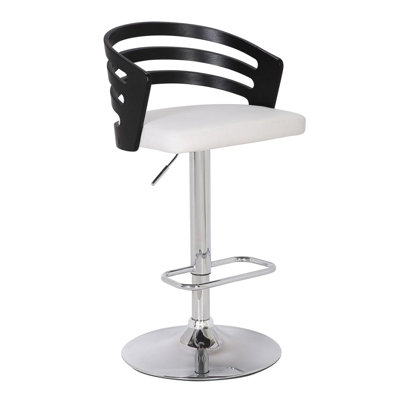 White - Cushioned American Style Swivel Bar Stool With Adjustable Height, Padded Seat, 360 Degree Swivel, Metal Pedestal, Footrest, Modern Design Cush