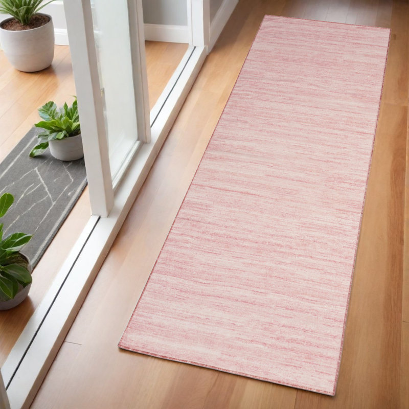 6' Pink Abstract Washable Runner Rug