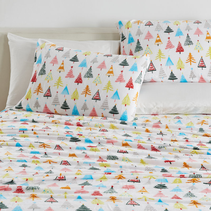 Ultra Soft Micro Plush Velvet Printed Sheet Sets, Twin Sheet w/ 1 Fitted Sheet&1 Pillowcase