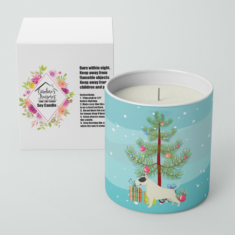 Bougie décorative noire et blanche avec arbre de Noël Bull Terrier 10 oz