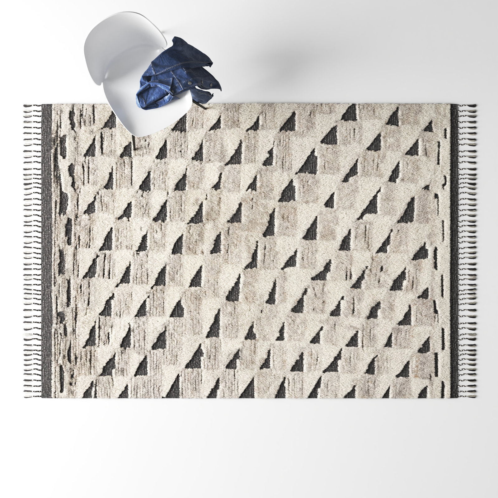 Benjamin Natural Black Hand-Knotted Rug, Rectangle 5'6" x 8'6"