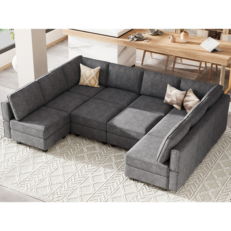 Neemi Oversized Modular Sectional Sofa U Shaped Couch Set With Storage Seat Convertible Large Couch U Shape Set
