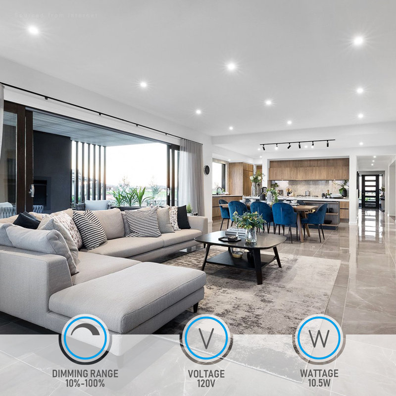 4'' Selectable Color Temperature 10.5 Watt Dimmable LED Canless Recessed Lighting Kit