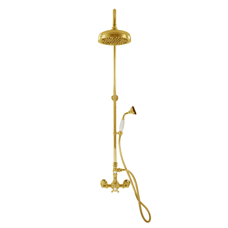 Exposed Thermostatic Shower System (P1085) by Strom Living, Unlacquered Polished Brass