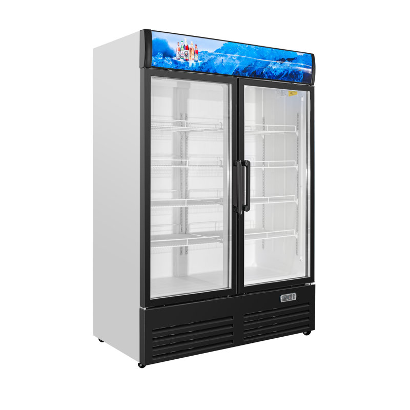 VITLIFE 35.3 Cu.Ft. Commercial Merchandiser Refrigerator, 2 Glass Door Display Refrigerator with Adjustable Shelves, LED Light and Canopy, Auto Defrost, ETL Listed,