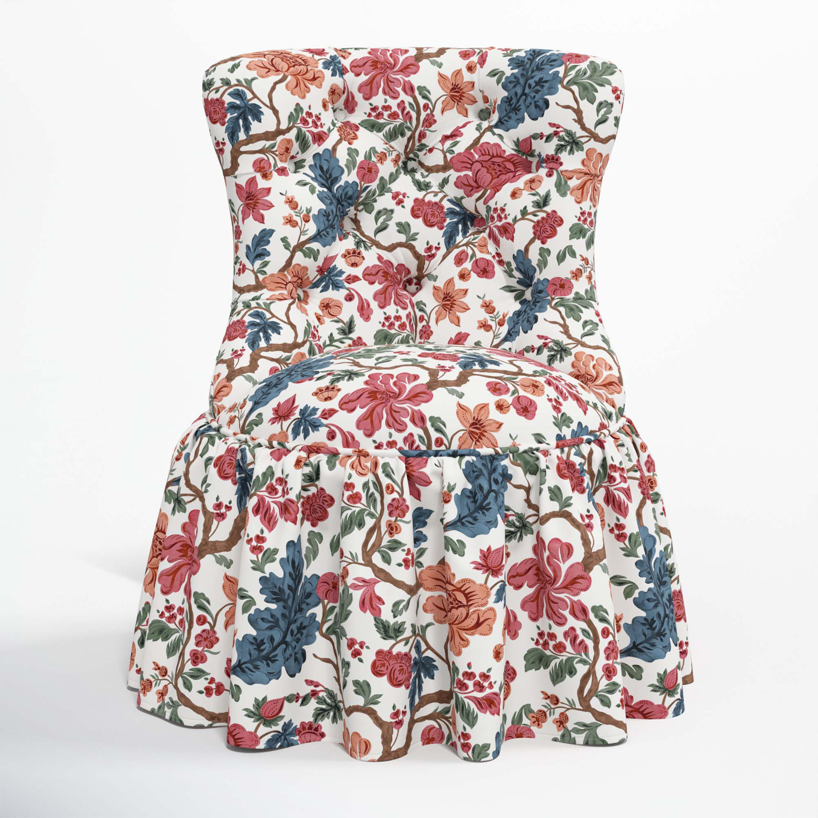 Minnie Upholstered Side Chair, Blockprint Multi