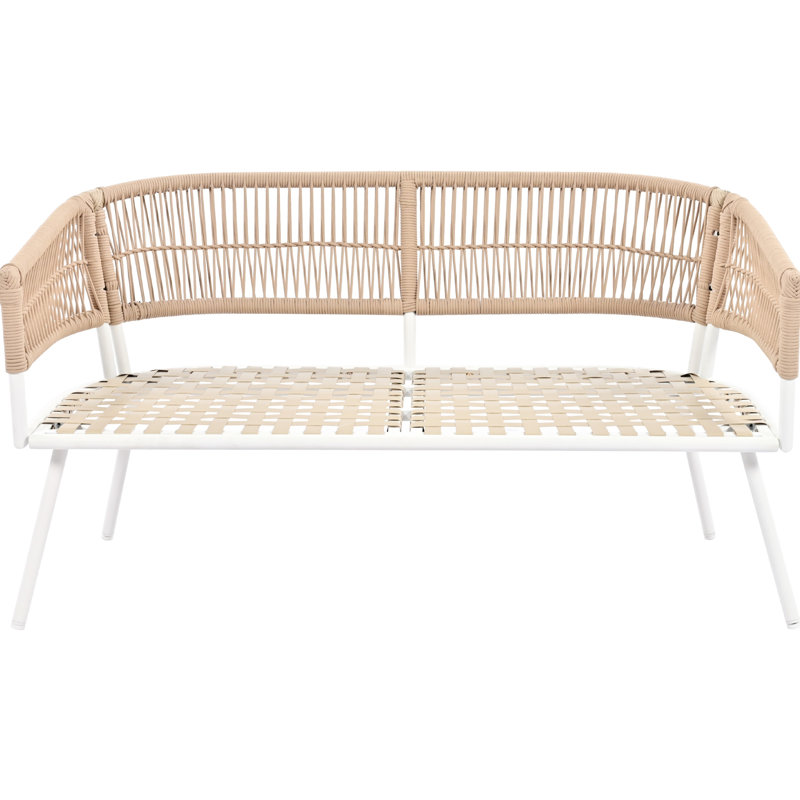 Ensemble de conversation et de patio beige avec sièges et décor grande capacité - 4 pièces en bois et housses