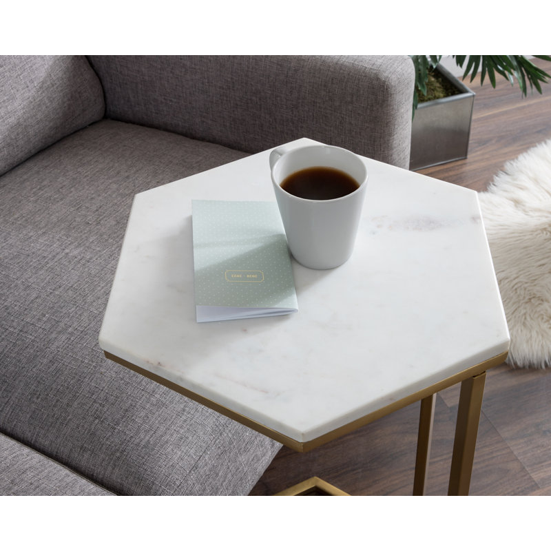 Cemaliye Marble Top End Table, Gold