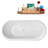 63" Streamline Soaking Glossy White Freestanding Tub and Tray With Internal Drain-101412772