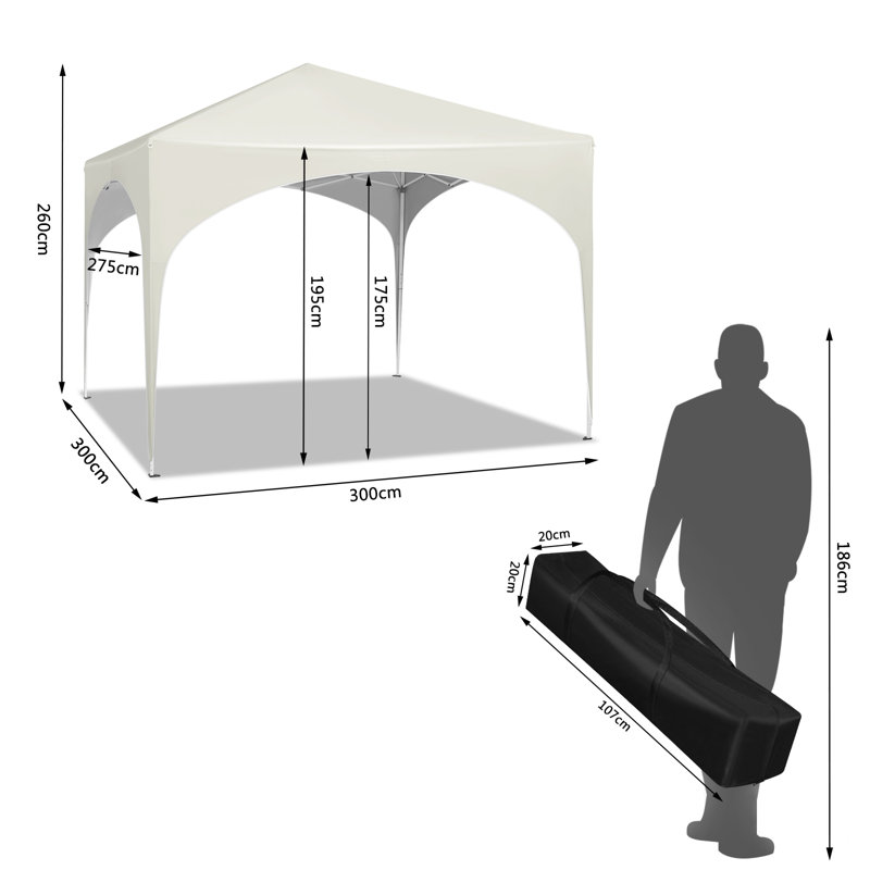 Aralynn 3m W x 3m D Metal Pop-Up Party Tent, Beige