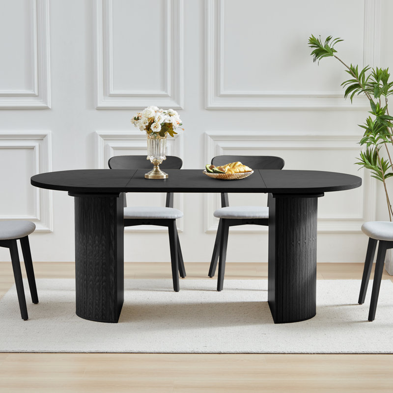 Table de salle à manger 70,87 po, Noir, noir, noir, noir