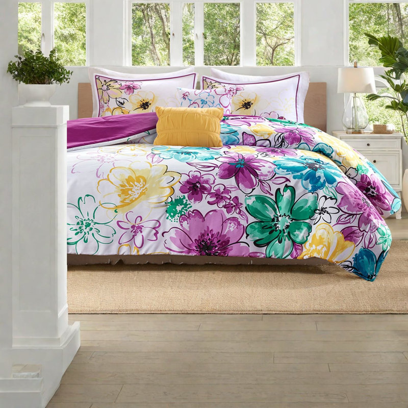 Ensembles de literie en microfibre hypoallergénique, motif floral pour les chambres modernes
