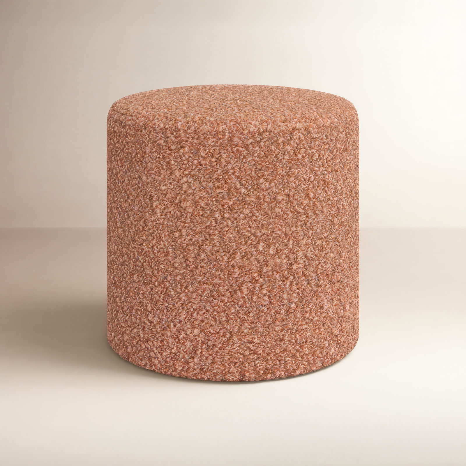 Orlando Upholstered Ottoman, Plush Blush Boucle