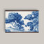 Tapisserie murale «Blue Landscape» avec cintre en bois - œuvre d'art rétro surdimensionnée