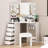 Vanity Desk with Mirror and Lights - Vanity with 3 Lighting Options, Adjustable Brightness, Vanity Set with 5 Sliding Drawers, Shelves and Vanity Stool, Corner Vanity for Women Girls,White