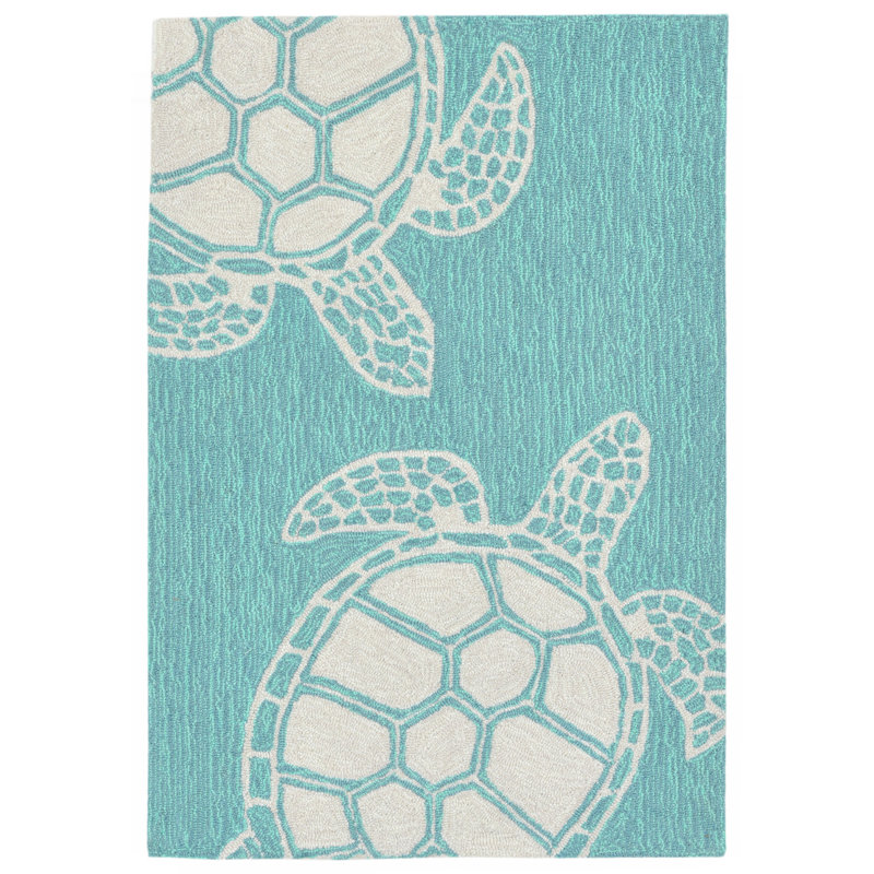 Turtle hand-tufted bleu intérieur / extérieur tapis Claycomb