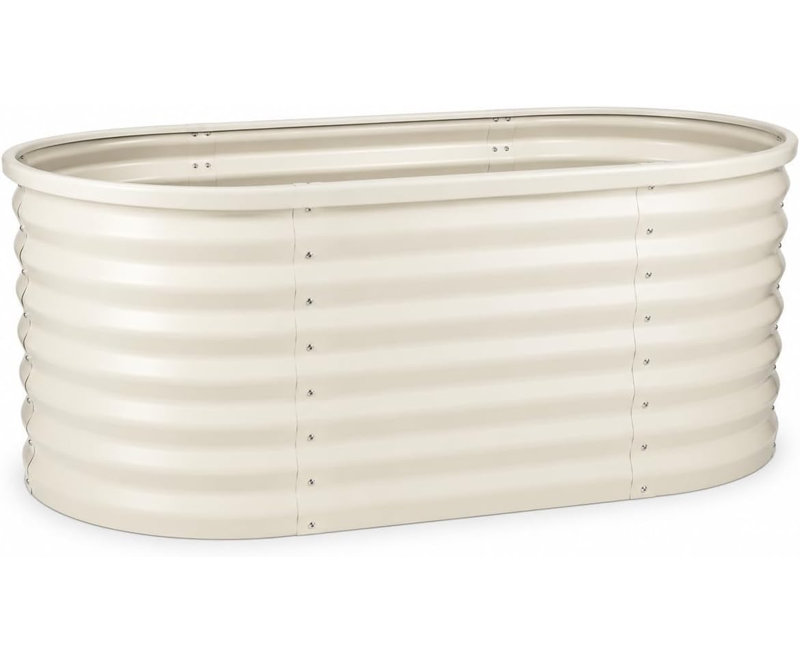 Metal Raised Garden Bed, 60cm H x 120cm W x 60cm D, Beige