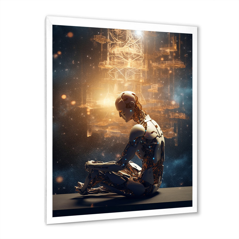 A.I. «Robot Vision I» sur toile, Cadre simple blanc, H 20 po x l 12 po x P 1 po