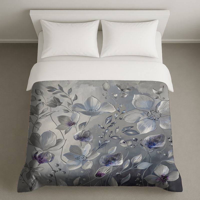 Housses de couette grises et blanches, Grand lit