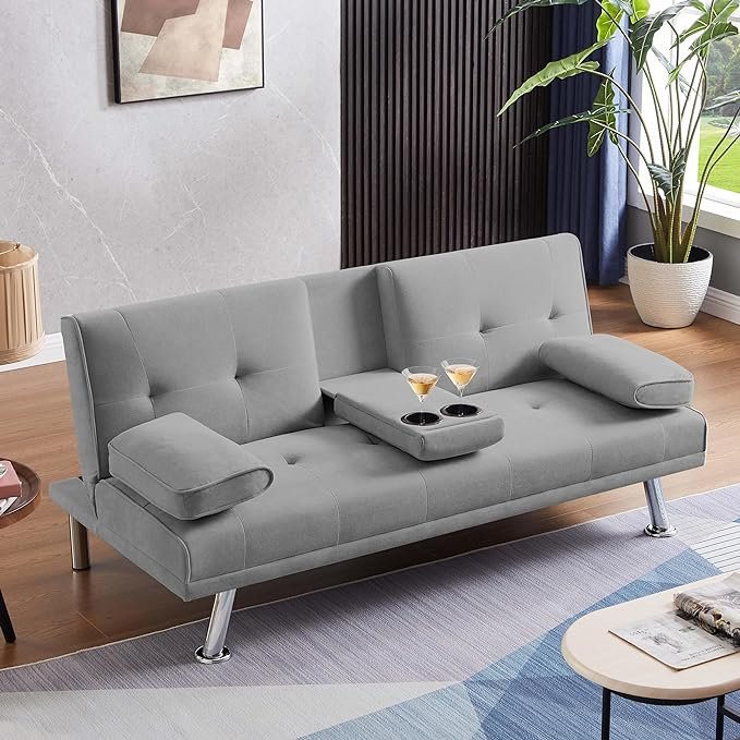 Futon rembourré Weissport 65, Gris clair