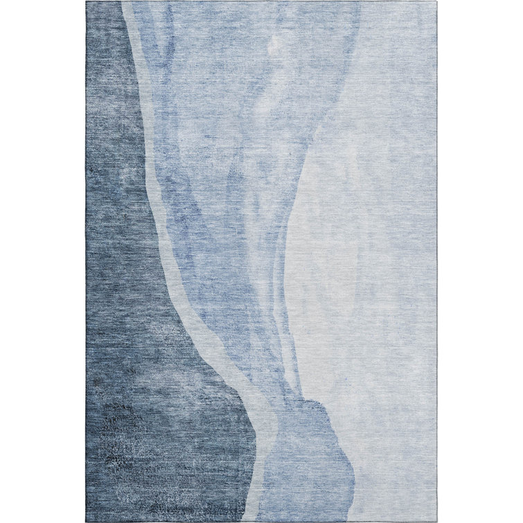 Premium Machine Washable Prisco Blue Rug