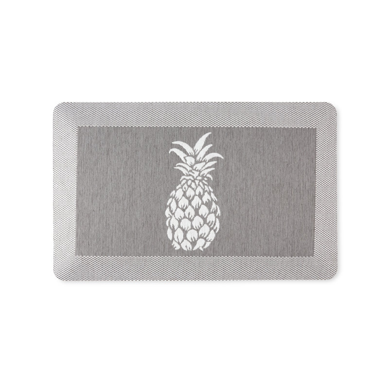 Martha Stewart Aloha Modern Pineapple Anti-Fatigue Air-Infused Kitchen Mat, Rectangle 19.6" x 32", Gray