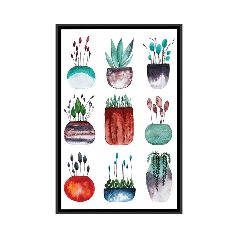 « tiny collection » sur toile, H 26 po x l 18 po x P 1,5 po, Toile avec cadre noir, Pas de tapis