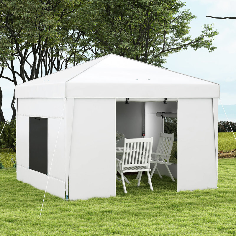 Toile portative de 9,7 pi X - parois latérales et 2 bandes réfléchissantes pour fenêtre en filet, sac de transport adapté pour la fête en plein air, auvent du fournisseur, protection contre les événements UV30 +, blanc avec grands événements, protection,
