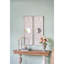 Ensemble de 2 grands panneaux d'art mural en bois avec finition blanche patinée et décorations de miroir rond, 16,9 po x 48 po