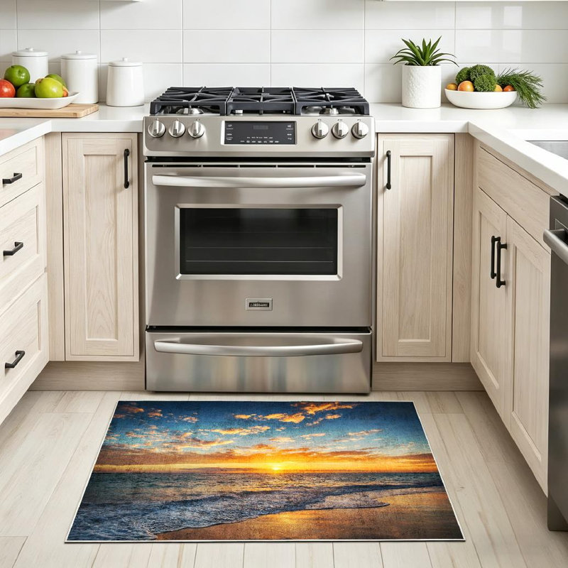 Tapis d'intérieur lavable transparent Sunrise Beach, Rectangle 32 po x 47 po