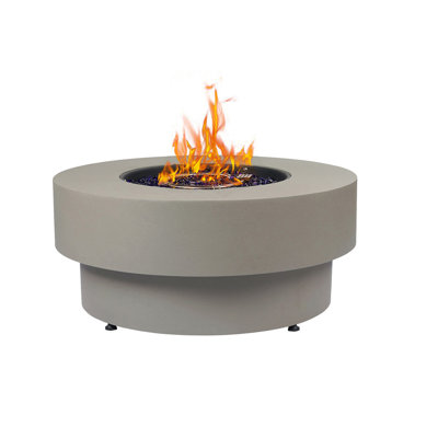 Brodie-Leigh 14.5" H x 32" W Steel Propane Outdoor Fire Pit Table, 50,000 BTU Round Gas Fire Pit Table with Lid, Flint Gray