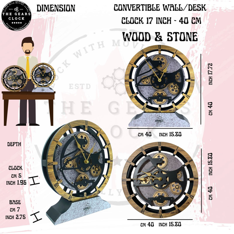No Style Analogue Fir Solid Wood Quartz Movement / Crystal Tabletop Clock, Wood & Stone