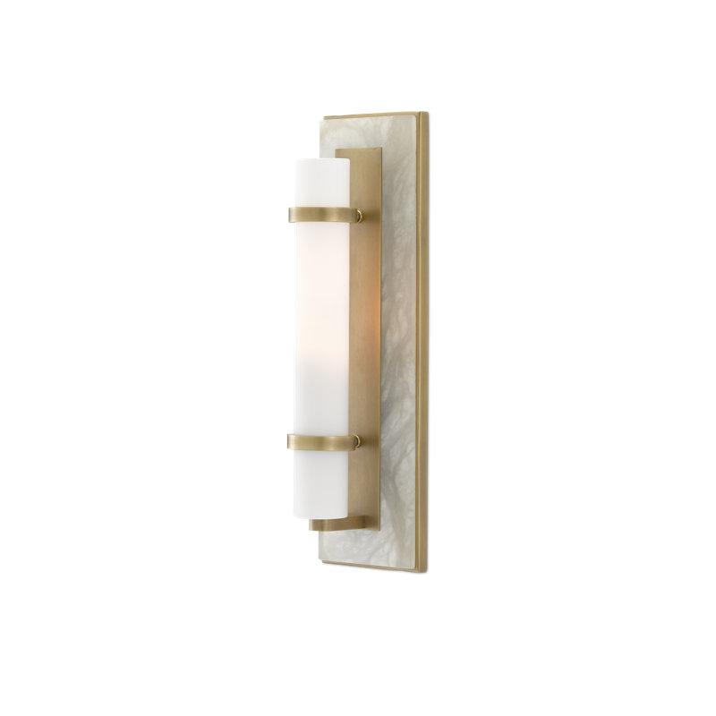 Bruneau 1 - Light Flush Mounted Sconce, Natural Alabaster/Antique Brass