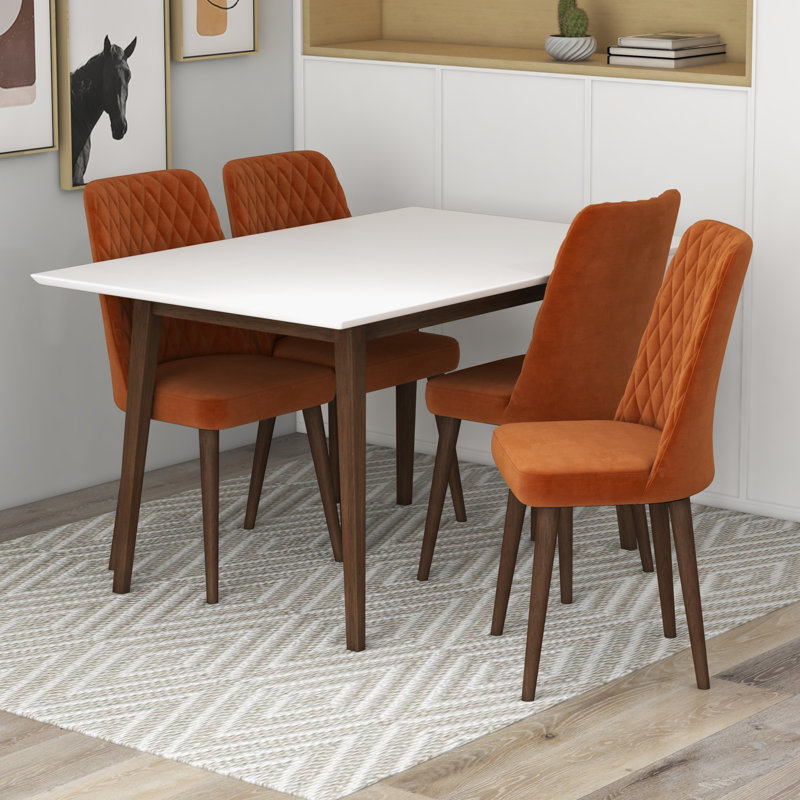 Hoeg 4 - Person Solid Wood Solid Wood Top Four Leg Dining Set