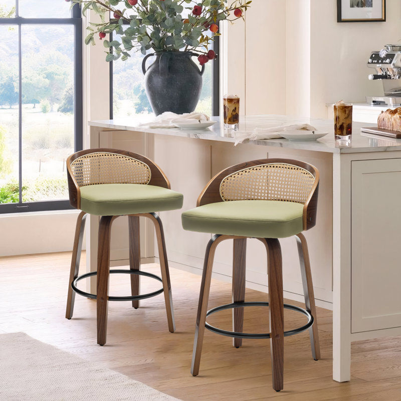 Leeana Swivel Bar Stool, Green, Counter Stool (66cm Seat Height)