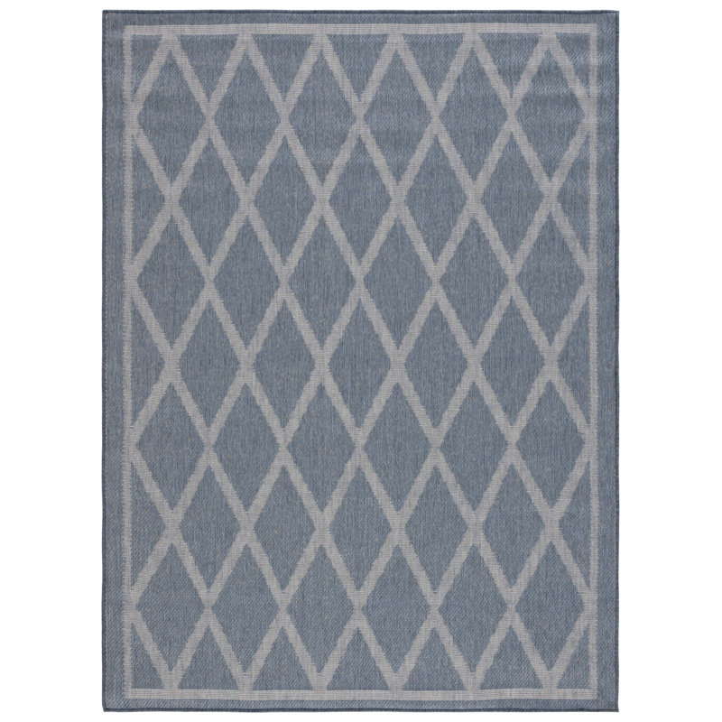 Tapis d'intérieur / extérieur à motif géométrique lavable à la machine MSR Cy, Rectangle 6 pi 7 po x 8 pi 7 po